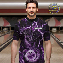 Load image into Gallery viewer, Custom Purple Thunder Lightning Dragon Bowling Quarter-Zip Shirts For Men, Team Uniform IPHW9758
