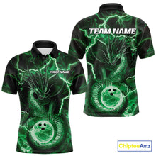 Load image into Gallery viewer, Custom Green Thunder Lightning Dragon Bowling Polo Shirts For Men, Team Uniform IPHW9759