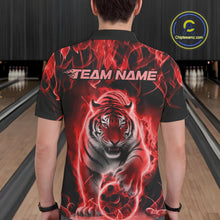 Load image into Gallery viewer, Custom Red Flame Tiger Bowling Polo Shirts For Men, Tiger Bowling Team Shirt IPHW9762
