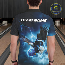 Load image into Gallery viewer, Custom Blue Thunder Lightning Eagle Bowling Men Polo Shirts, Eagle Bowling Team Jerseys IPHW10146