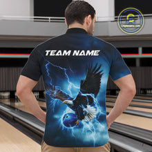Load image into Gallery viewer, Custom Blue Thunder Lightning Eagle Bowling Men Quarter-Zip Shirts, Eagle Bowling Team Jerseys IPHW10146