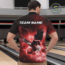 Load image into Gallery viewer, Custom Red Thunder Lightning Eagle Bowling Men Quarter-Zip Shirts, Eagle Bowling Team Jerseys IPHW10147