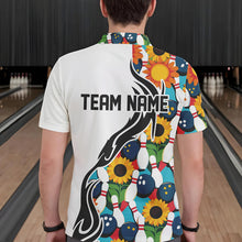 Load image into Gallery viewer, Custom Sunflower Bowling Pattern Polo Shirts For Men, Sunflower Bowling Team Shirts IPHW8439