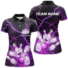 Load image into Gallery viewer, Purple Thunder Lightning Custom Strike Ladies Bowling Team Shirts, Ladies Bowling Jerseys IPHW6175