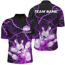 Load image into Gallery viewer, Purple Thunder Lightning Custom Strike Unisex Bowling Team Shirts, Unisex Bowling Jerseys IPHW6175