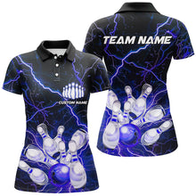 Load image into Gallery viewer, Blue Thunder Lightning Custom Strike Ladies Bowling Team Shirts, Ladies Bowling Jerseys IPHW6176