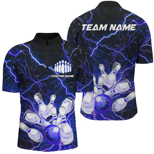 Blue Thunder Lightning Custom Strike Unisex Bowling Team Shirts, Unisex Bowling Jerseys IPHW6176