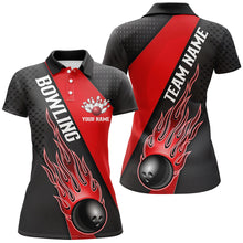 Load image into Gallery viewer, Red Flame Bowling Ball Custom Bowling Shirts For Women, Bowling Team Jerseys IPHW6183