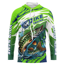 Load image into Gallery viewer, Custom Pike Fishing Jersey, Pike Long Sleeve Uv Protection Fishing Shirts | Green IPHW6870