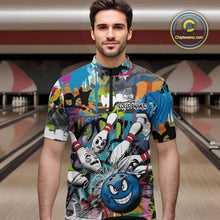 Load image into Gallery viewer, Custom Funny Graffity Bowling Quarter-Zip Shirts For Men, Bowling Team Shirt IPHW9381