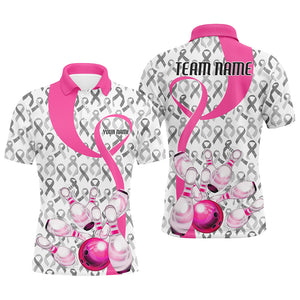 Custom Breast Cancer Pink Ribbon Bowling Shirts For Men, Breast Cancer Awareness Team Jersey IPHW7012