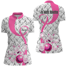 Load image into Gallery viewer, Custom Breast Cancer Pink Ribbon Ladies Bowling Shirts, Breast Cancer Awareness Team Jersey IPHW7012
