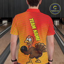Load image into Gallery viewer, Custom Funny Twerky Turkey Bowling Polo Shirts For Men, Thanksgiving Bowling Shirt IPHW9764