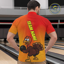 Load image into Gallery viewer, Custom Funny Twerky Turkey Bowling Quarter-Zip Shirts For Men, Thanksgiving Bowling Shirt IPHW9764