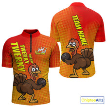 Load image into Gallery viewer, Custom Funny Twerky Turkey Bowling Quarter-Zip Shirts For Men, Thanksgiving Bowling Shirt IPHW9764