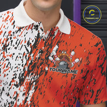 Load image into Gallery viewer, Custom Funny Orange Thanksgiving Turkey Bowling Men Polo Shirts, Turkey Bowling Jerseys IPHW9765