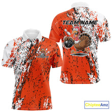 Load image into Gallery viewer, Custom Funny Orange Thanksgiving Turkey Bowling Men Polo Shirts, Turkey Bowling Jerseys IPHW9765