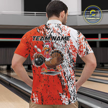 Load image into Gallery viewer, Custom Funny Orange Thanksgiving Turkey Bowling Men Quarter-Zip Shirts, Turkey Bowling Jerseys IPHW9765