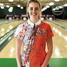 Load image into Gallery viewer, Custom Funny Orange Thanksgiving Turkey Bowling Women Quarter-Zip Shirts, Bowling Jersey IPHW9765