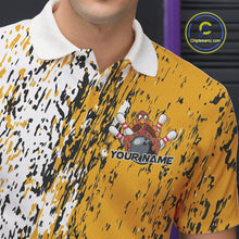 Load image into Gallery viewer, Custom Funny Yellow Thanksgiving Turkey Bowling Men Polo Shirts, Turkey Bowling Jerseys IPHW9766
