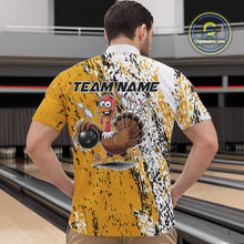Load image into Gallery viewer, Custom Funny Yellow Thanksgiving Turkey Bowling Men Quarter-Zip Shirts, Turkey Bowling Jerseys IPHW9766