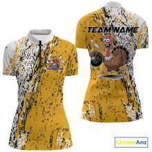 Load image into Gallery viewer, Custom Funny Yellow Thanksgiving Turkey Bowling Women Quarter-Zip Shirts, Bowling Jersey IPHW9766