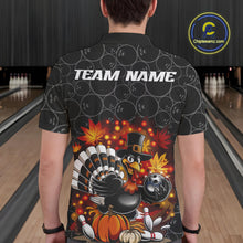 Load image into Gallery viewer, Custom Funny Thanksgiving Turkey Bowling Men Polo Shirts, Autumn Bowling Shirt IPHW9771