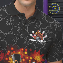 Load image into Gallery viewer, Custom Funny Thanksgiving Turkey Bowling Men Polo Shirts, Autumn Bowling Shirt IPHW9771
