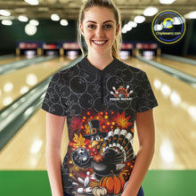 Load image into Gallery viewer, Custom Funny Thanksgiving Turkey Bowling Women Quarter-Zip Shirts, Autumn Bowling Shirt IPHW9771