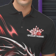 Load image into Gallery viewer, Custom Black And Red Flame Dragon Bowling Polo Shirts For Men, Dragon Bowling League Shirt IPHW8703