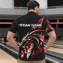 Load image into Gallery viewer, Custom Black And Red Flame Dragon Bowling Quarter-Zip Shirts For Men, Dragon Bowling League Shirt IPHW8703