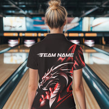 Load image into Gallery viewer, Custom Black And Red Flame Dragon Bowling Women Quarter-Zip Shirts , Bowling League Shirt IPHW8703