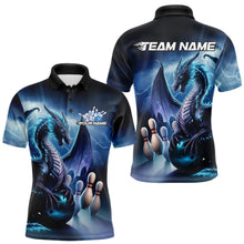 Load image into Gallery viewer, Custom Blue Thunder Lightning Dragon Bowling Polo Shirts For Men, Bowling Team Uniform IPHW8950