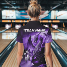 Load image into Gallery viewer, Custom Purple Thunder Lightning Dragon Bowling Polo Shirts For Women, Bowling Team Uniform IPHW8951
