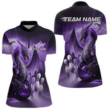 Load image into Gallery viewer, Custom Purple Lightning Dragon Bowling Women Quarter-Zip Shirt, Bowling Team Uniform IPHW8951