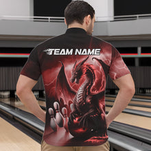 Load image into Gallery viewer, Custom Red Thunder Lightning Dragon Bowling Quarter-Zip Shirts For Men, Bowling Team Uniform IPHW8952