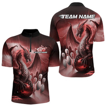 Load image into Gallery viewer, Custom Red Thunder Lightning Dragon Bowling Quarter-Zip Shirts For Men, Bowling Team Uniform IPHW8952