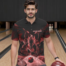 Load image into Gallery viewer, Custom Black And Red Dragon Bowling Jerseys, Dragon Bowling Team Polo Shirts For Men IPHW8955