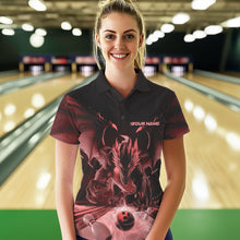 Load image into Gallery viewer, Custom Black And Red Dragon Bowling Jerseys, Dragon Bowling Team Polo Shirts For Women IPHW8955