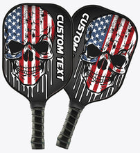 Load image into Gallery viewer, Grunge American Flag Skull Custom Patriotic Pickleball Paddle, Us Pickleball Paddle, Halloween Pickleball Gifts IPHW7251