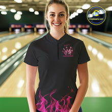 Load image into Gallery viewer, Custom Pink Skull Smoke Bowling Team Women Quarter-Zip Shirts, Halloween Bowling Outfit IPHW9772