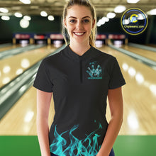 Load image into Gallery viewer, Custom Turquoise Blue Skull Smoke Bowling Women Quarter-Zip Shirts, Halloween Outfit IPHW9774