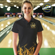 Load image into Gallery viewer, Custom Yellow Skull Smoke Bowling Team Women Polo Shirts, Halloween Bowling Outfit IPHW9776