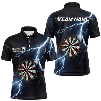 Blue Thunder Lightning Dartboard Custom Dart Polo Shirts For Men, Dart Team League Shirt IPHW8486