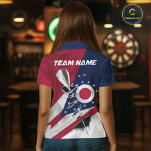Load image into Gallery viewer, Custom Ohio State Flag Silver Dart Steel Tip Dart Women Polo Shirt, Ohio Dart Team Jerseys IPHW10563