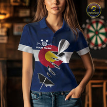 Load image into Gallery viewer, Custom Colorado State Flag Silver Dart Steel Tip Dart Women Polo Shirt, Dart Team Jerseys IPHW10568