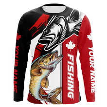 Load image into Gallery viewer, Canadian Flag Cuswom Walleye Long Sleeve Fishing Shirts, Canada Flag Walleye Fishing Jerseys IPHW6202