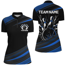 Load image into Gallery viewer, Black And Blue Custom Classic Ladies Bowling Shirts, Bowling Uniform For Team IPHW7265