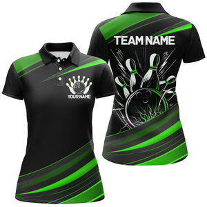 Black And Green Custom Classic Ladies Bowling Shirts, Bowling Uniform For Team IPHW7266