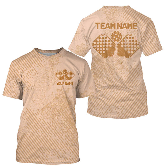 Custom Vintage Style Brown Pickleball T-Shirts For Men, Pickleball Team Uniform Pickleball Outfits IPHW7792